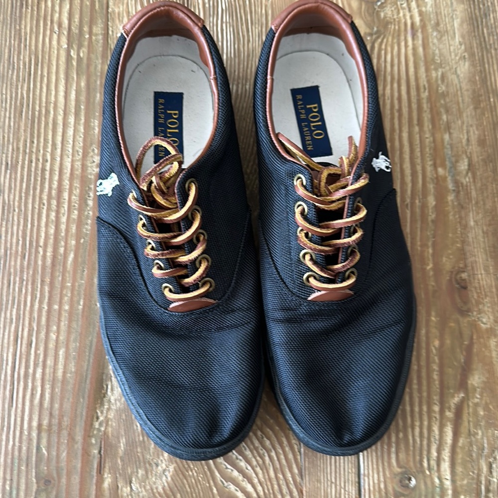 Black Ralph Lauren Polo sneakers / shoes. Size 9D.